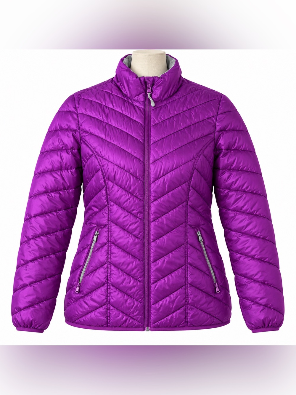 tek gear Women's Packable Chevron Puffer Jacket - Purple